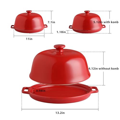 Sweejar Ceramic Bread Oven with Lid, Large Sourdough Bread Baking Pan with Handle, 5QT Porcelain Round Bread Cloche For Baking, Cooking, Roasting (Red) - Image 4