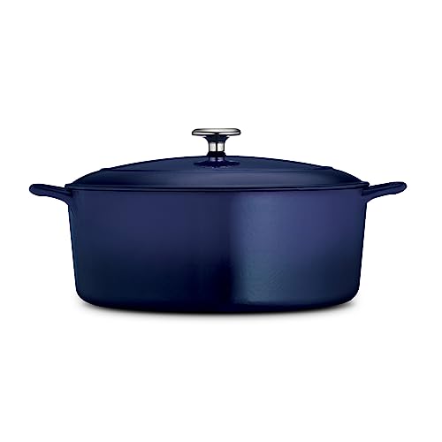 Tramontina Bestow Enameled Cast Iron Oval Dutch Oven Pot with Lid, Large 7-quart, Blue - Image 5
