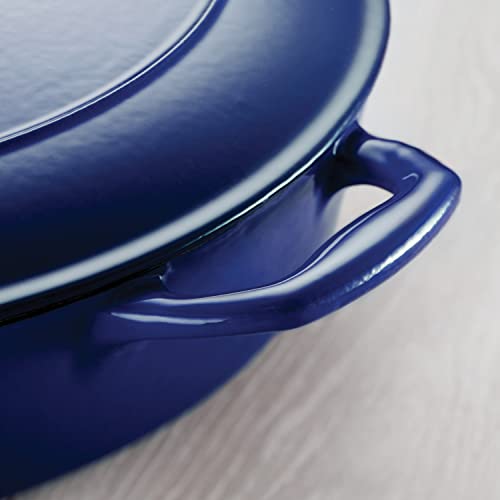 Tramontina Bestow Enameled Cast Iron Oval Dutch Oven Pot with Lid, Large 7-quart, Blue - Image 8