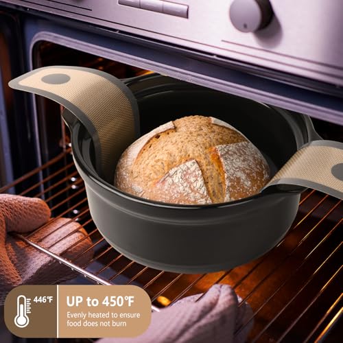 TuBon Silicone Bread Sling for Dutch Oven,Non-Stick & Easy Clean & Odor-Free, Reusable Silicone Bread Baking Mat with Long Handles, Easy to Transfer Sourdough Bread(2 Grey pcs) - Image 4