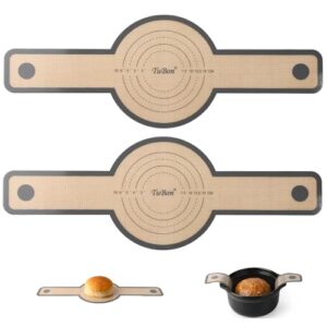 TuBon Silicone Bread Sling for Dutch Oven,Non-Stick & Easy Clean & Odor-Free, Reusable Silicone Bread Baking Mat with Long Handles, Easy to Transfer Sourdough Bread(2 Grey pcs)