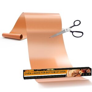 UBeesize 75 Inch Roll Reusable Copper Oven Liners for Bottom of Oven,Thick Heavy Duty Non Stick Teflon Oven Mats Cut to Custom Fit Electric, Gas, Toaster，Convection, Microwave Ovens and Grills