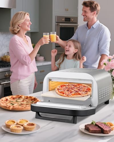 Upgraded Pizza Oven Heats up to 840°F Makes 12 Inch Pizzas in 90 Seconds Countertop Electric Pizza Maker with 6 Touchscreen Presets Pizza Stone & Peel Included - Stainless Steel - Image 3