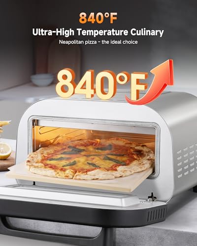 Upgraded Pizza Oven Heats up to 840°F Makes 12 Inch Pizzas in 90 Seconds Countertop Electric Pizza Maker with 6 Touchscreen Presets Pizza Stone & Peel Included - Stainless Steel - Image 6