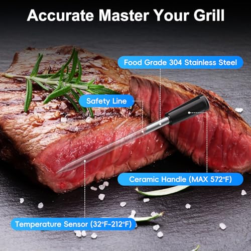 Wireless Bluetooth Meat Thermometer with 2 Probes & App Control, Birthday Gifts for Men Dad Husband, Smart Digital Thermometer for Cooking, Oven, Smoker, BBQ, Grill - Image 5