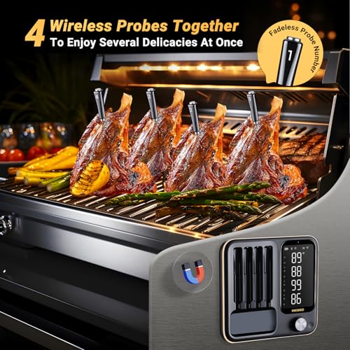 Wireless Meat Thermometer with 4 Probes, Inkbird Wifi BluetoothThermometer Digital Wireless for Rotisserie Grill Oven,Unlimited Range Dishwasher Waterproof Bluetooth Meat Thermometer for iOS & Android - Image 4