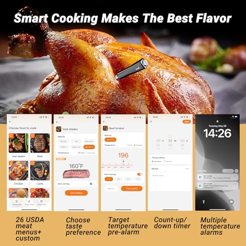 Wireless Meat Thermometer with 4 Probes, Inkbird Wifi BluetoothThermometer Digital Wireless for Rotisserie Grill Oven,Unlimited Range Dishwasher Waterproof Bluetooth Meat Thermometer for iOS & Android - Image 6