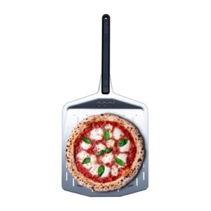 ooni 12” Perforated Pizza Peel – Aluminum Metal Pizza Peel 12 Inch, Pizza Spatula Paddle, Lightweight Pizza Turning Peel with Long Handle, Pizza Oven Accessories, Pizza Tools, Rectangle Pizza Turner